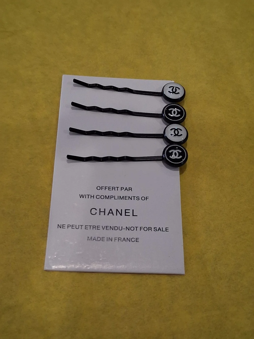 Chanel GWP Logo Black & White Bobby Pin Set.
